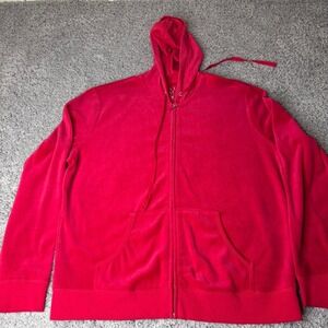 New York & Company Red Velour Tracksuit Set Zip Hoodie XLPants L Y2K Lounge